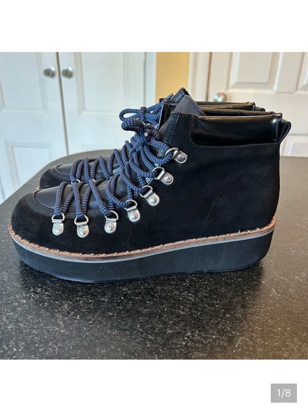 Free People Suede Durango Black Platform Hiker Boots - Size 9